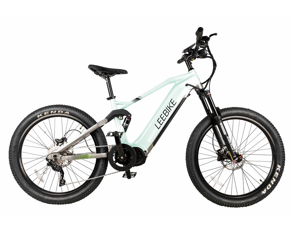 Bicicleta de montaña eléctrica Lee504 con motor central y doble suspensión
   